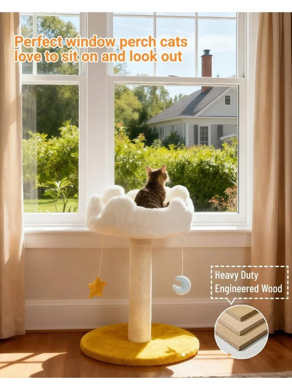 New Cloud Cat Scratching Post with Bed Cat Tree Tower with Soft Perch